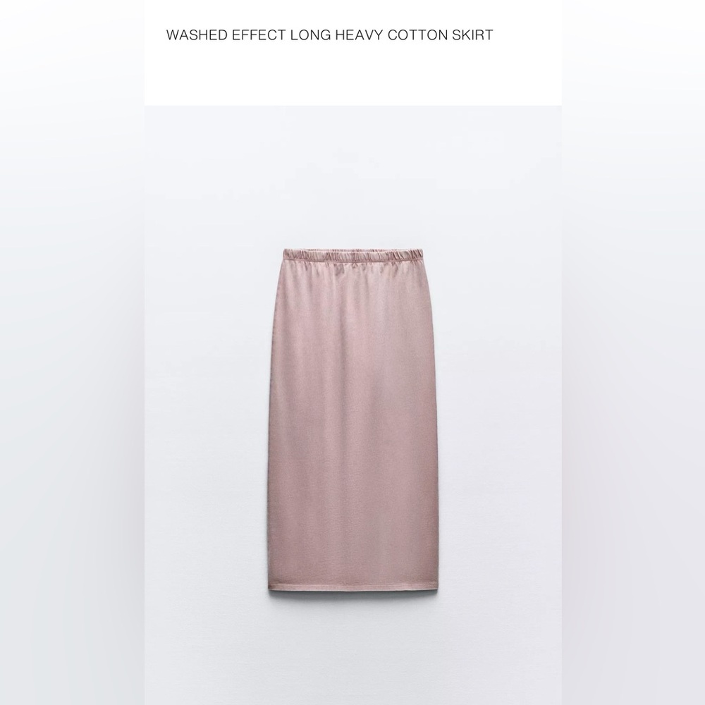 Zara Mauve washed effect long, heavy cotton skirt - Picture 8 of 8